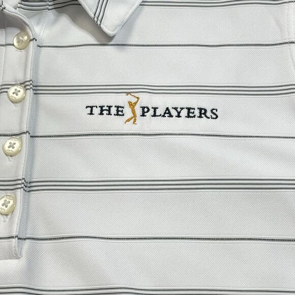Nike Sleeveless Top Women’s Large Golf White Dri Fit The Players Logo Stripes Lg - Picture 2 of 15
